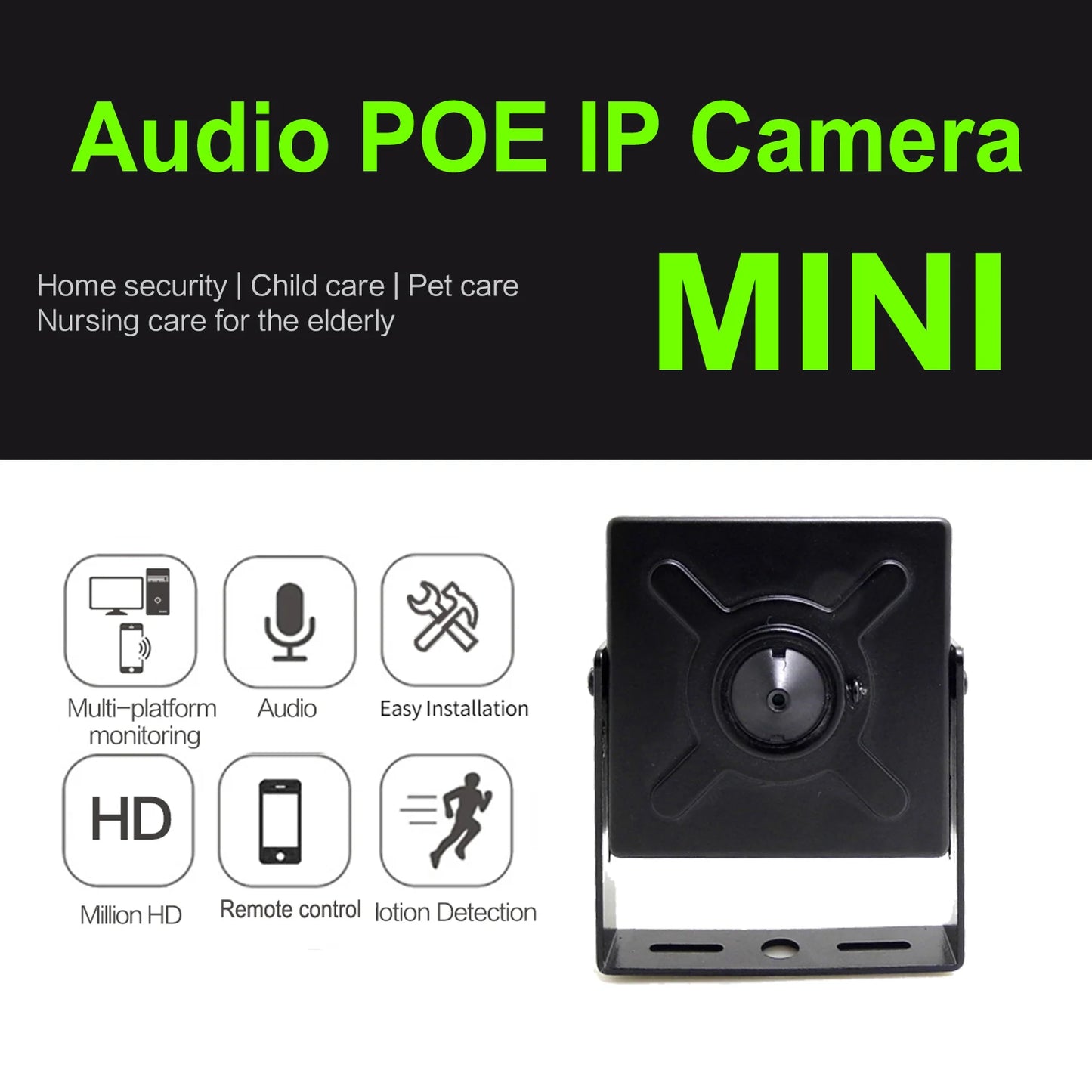 JIENUO 5MP Mini cámara IP Poe Audio Micro Cctv seguridad Video vigilancia IPCam interior Onvif HD red cámara doméstica ICSee Xmeye