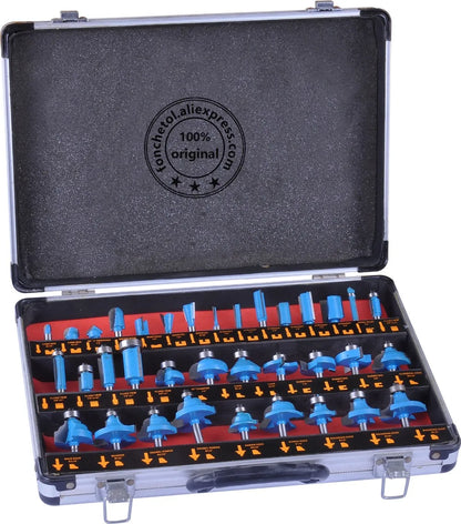 1/2 inch-1/4 inch-CNC solid carbide woodworking router bit, edge trimming machine wood milling cutter, 24-35-50 pcs wood tool set