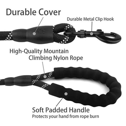 Pet Leashes Reflective Multi Color Round Rope Large Dog Collar Leash Training Running Rope Comfortable For Medium And Large Dogs