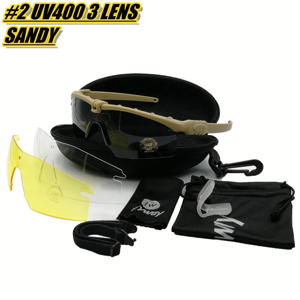 Tactical Professional Protective Military Polarized Glasses - Shooting, Sports, Hiking, Cycling, Paintball Safety Eyewear