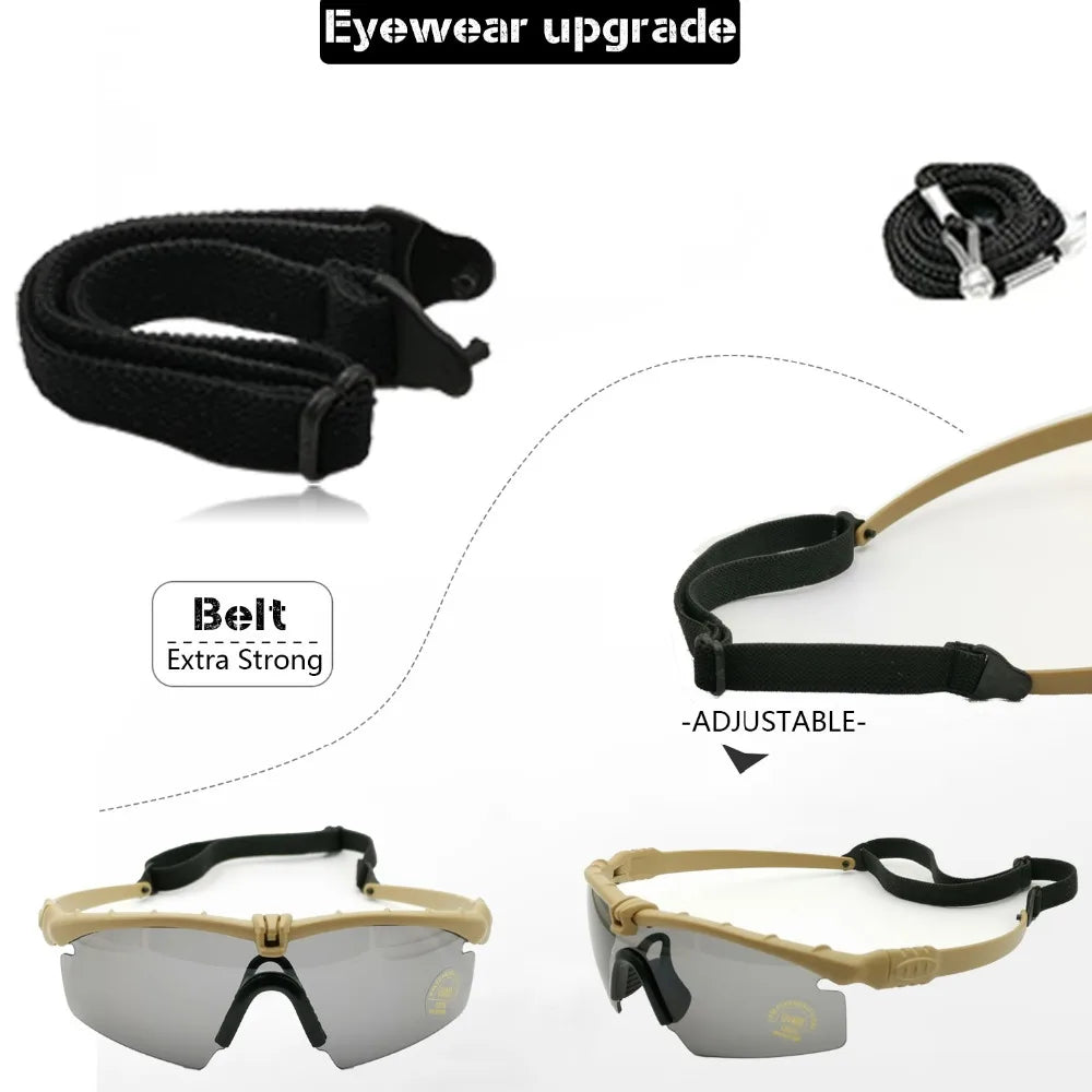Tactical Professional Protective Military Polarized Glasses - Shooting, Sports, Hiking, Cycling, Paintball Safety Eyewear