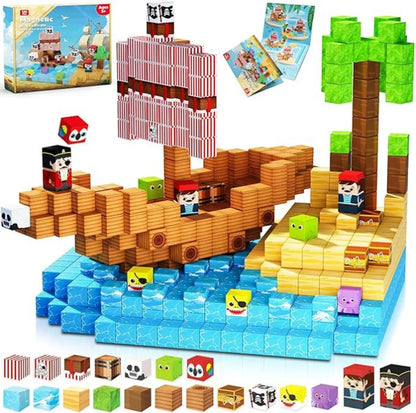 Juego de Bloques de Construcción Magnéticos Montessori STEM, Juguetes Educativos Sensoriales, Mundo de Mario, Niños y Niñas, Cubo Magnético DIY, Regalo
