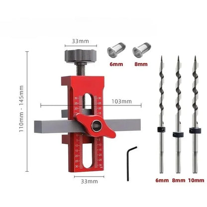 2 in 1 Cabinet Door Installation Positioner, 6/8/10mm Rebounder Punching Mounting Jig for Wardrobe Cabinet Door Panel Installation
