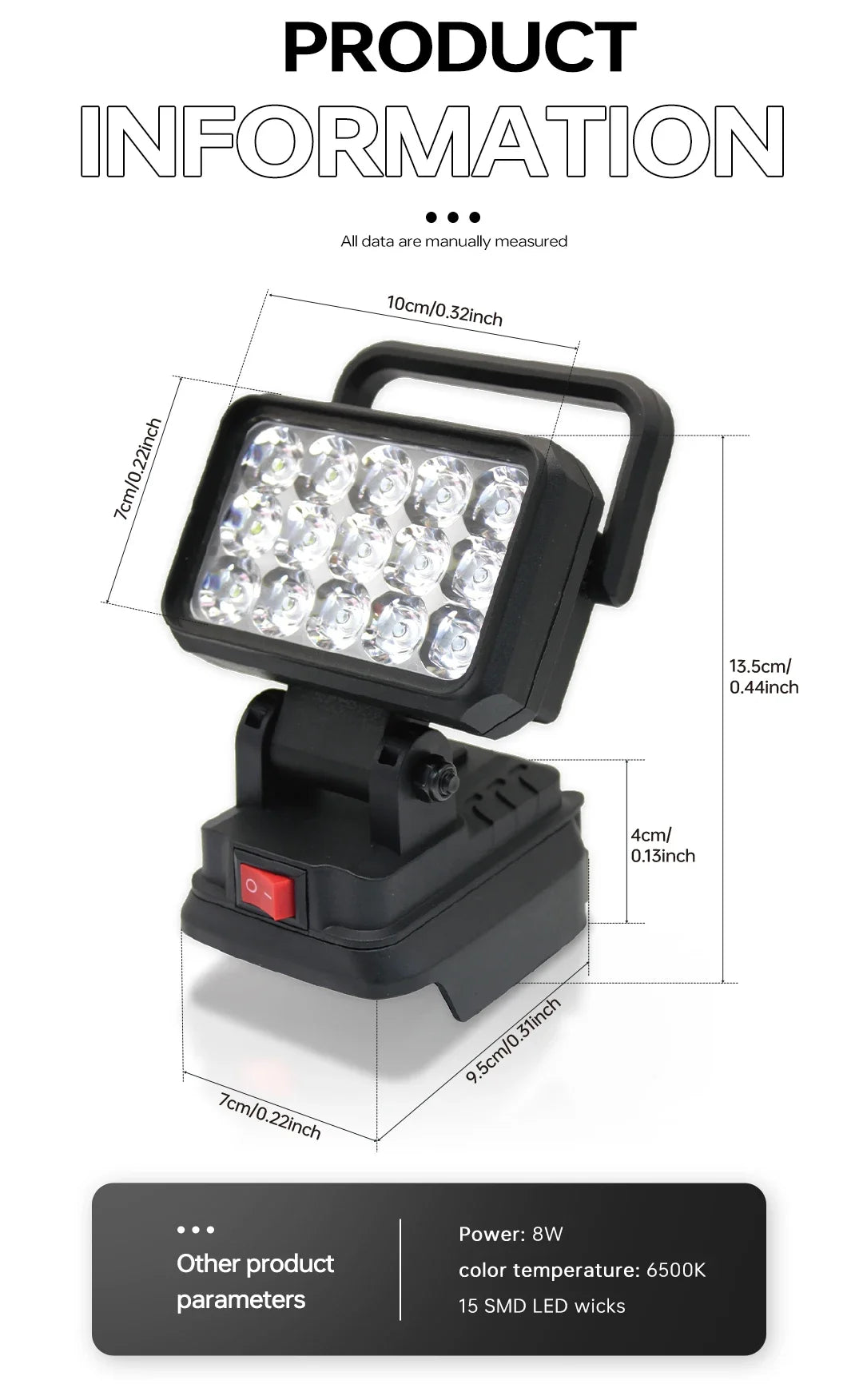 Luz de trabajo LED de 3 pulgadas para batería Makita de 18V/21V BL1830, foco para exteriores, lámpara de emergencia, accesorios para herramientas eléctricas
