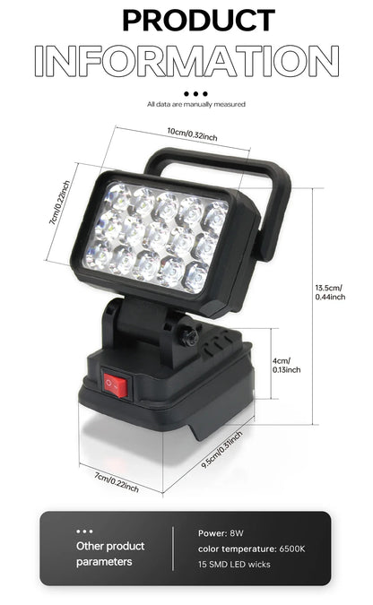Luz de trabajo LED de 3 pulgadas para batería Makita de 18V/21V BL1830, foco para exteriores, lámpara de emergencia, accesorios para herramientas eléctricas