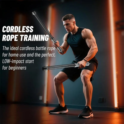 Wireless Battle Rope, 2-Piece Set – Muscle Strength and Physical Conditioning Trainer, Low-Impact Aerobic Exercise Equipment for Home Gym