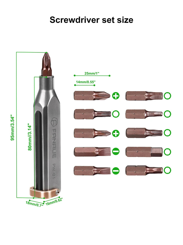 FANAUE Multifunctional Magnetic Keychain Mini Portable Folding Screwdriver Repair Tool Combination Pendant Portable Cross One