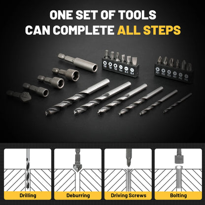 TOLESA 35PCS Drill Bit Set with Nut Driver Screwdriver Bit Countersink Bit, Drill Bit Kit for Metal Wood, Christmas Gift for Dad