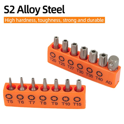 Torx Screwdriver Bit Set Tamper Proof Security Drill Bits 25mm Long Magnetic Flat Head 1/4” Hex Screw Driver Hand Tools T5-T40