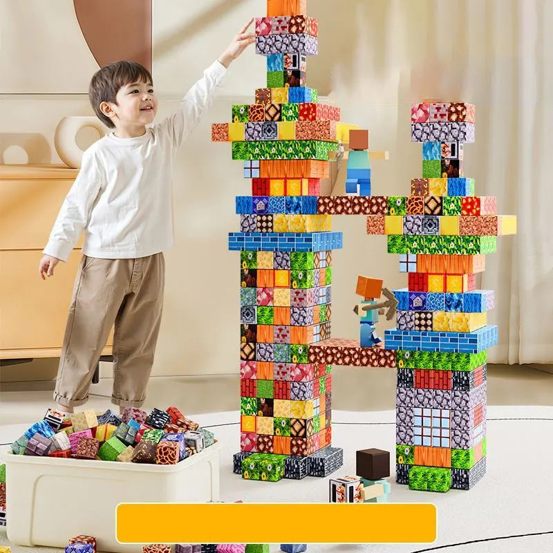 Juego de bloques magnéticos de 10-500 piezas, juguetes de construcción, modelo de mundo magnético, para niños y niñas, cubos sensoriales STEM Montessori, regalos para niños pequeños