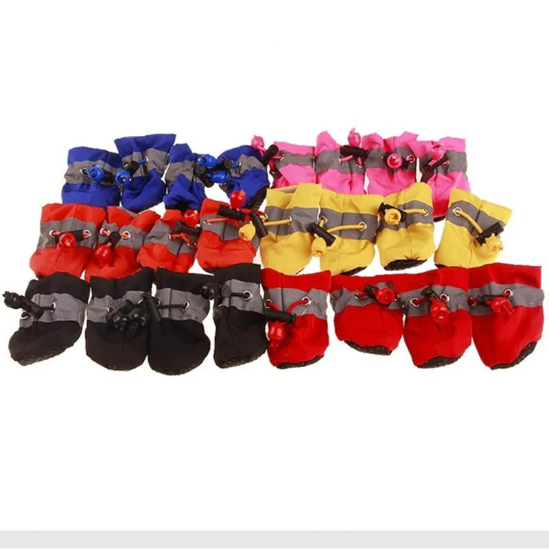 4pcs/set Waterproof Pet Dog Shoes Anti-slip Rain Boots Footwear for Small Cats Dogs Puppy Pet Booties Pet Paw Accessories