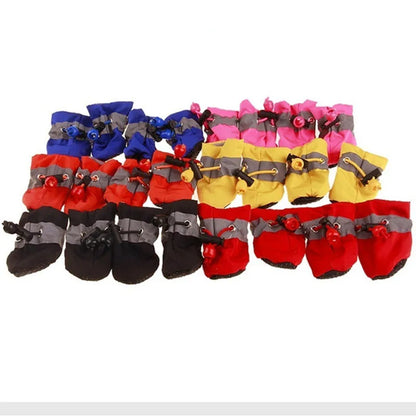 4pcs/set Waterproof Pet Dog Shoes Anti-slip Rain Boots Footwear for Small Cats Dogs Puppy Pet Booties Pet Paw Accessories