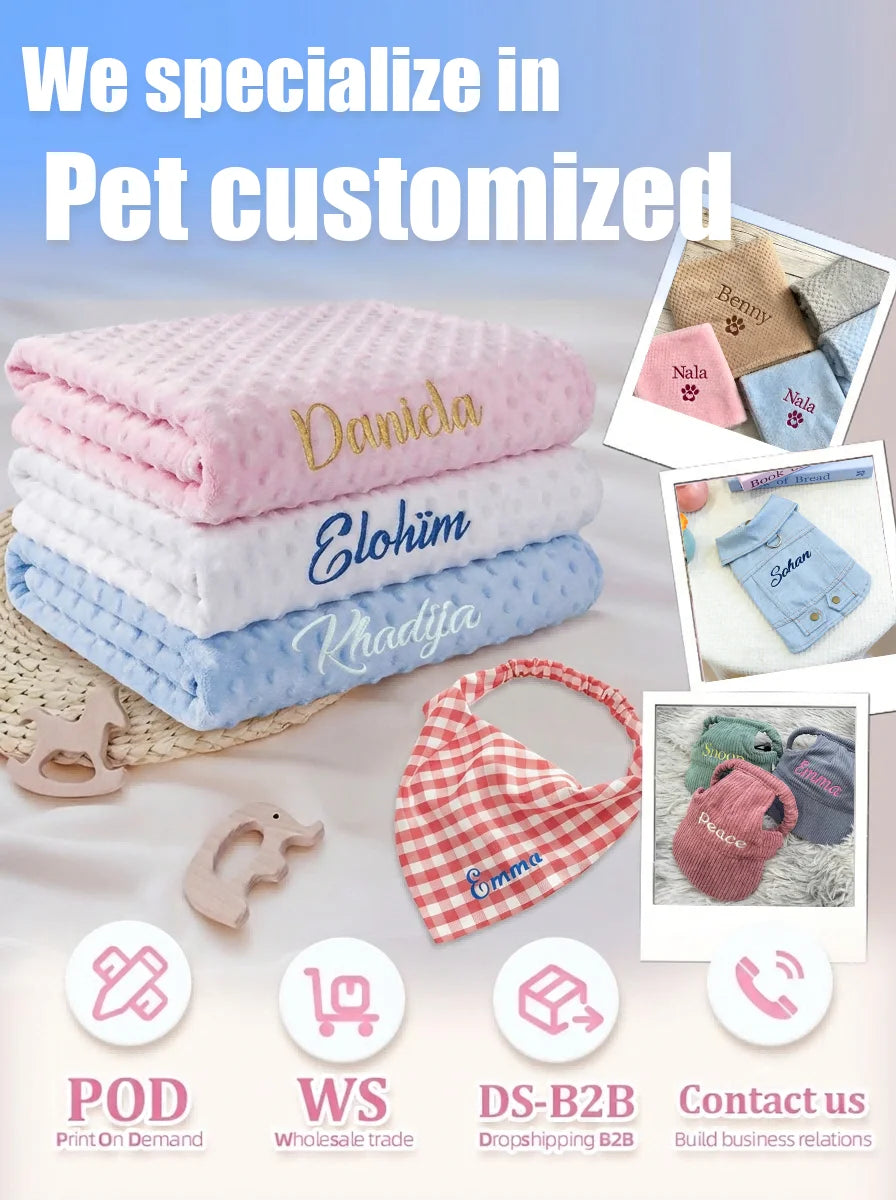 Personalized Embroidered Dog Bandana, Adjustable Multi-Color Anti-Slobber Triangle Pet Scarf