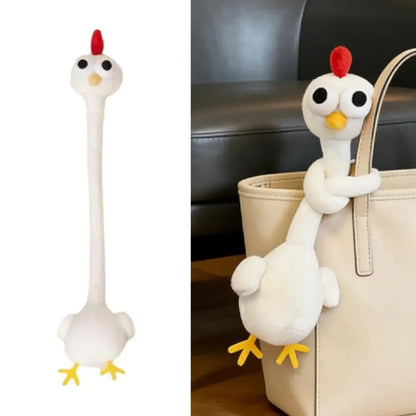 Llavero de Peluche de Pollo de Cuello Largo con Diseño Divertido, Color Blanco, Estilo Lindo, Colgante de Jirafa para Bolso, 40CM, Regalo Creativo