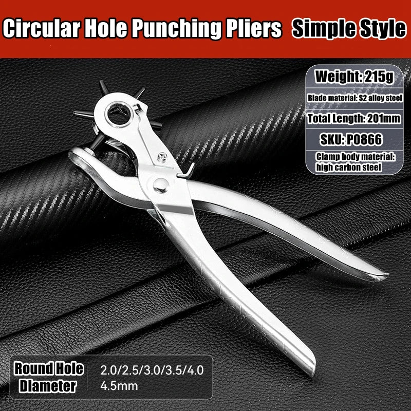 Multi-functional Punch Pliers Round Hole Oval Hole DIY Tool Watchband Strap Household Leathercraft Leather Belt Hole Punch Plier