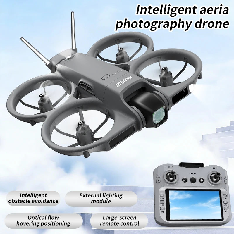 Dron Lenovo Z906 con Cámara Aérea 8K HD, Inteligente, con Sistema Anticolisión, Control Remoto con Pantalla Grande, Plegable, Motor sin Escobillas, GPS