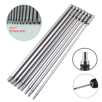 8/11Pcs S2 Torx Screwdriver Bit Set With Bag 1/4'' Shank Hex Wind Drill Head 100mm 150mm Screw Wrench Magnetic Star Hand Tool