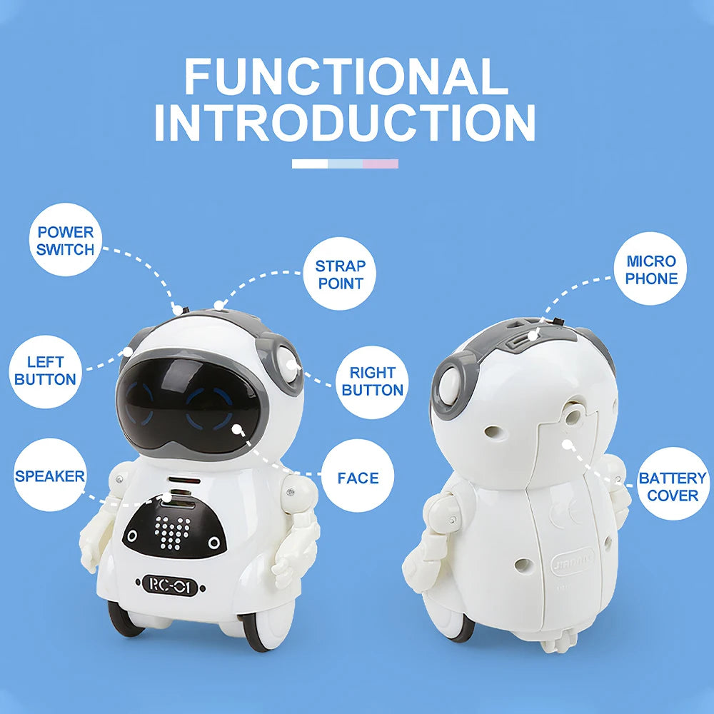 Robot Infantil Interactivo con Voz, Reconocimiento de Voz, Grabación, Canto, Baile y Cuentos, Mini Robot Inteligente de Juguete