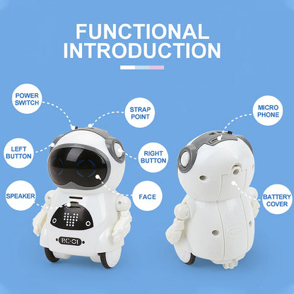 Robot Infantil Interactivo con Voz, Reconocimiento de Voz, Grabación, Canto, Baile y Cuentos, Mini Robot Inteligente de Juguete