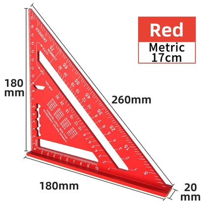 Triangle Ruler 7Inch Measurement Tool Aluminium Alloy Carpenter Set Square Angle Woodworking Tools Try Square Triangular Metric