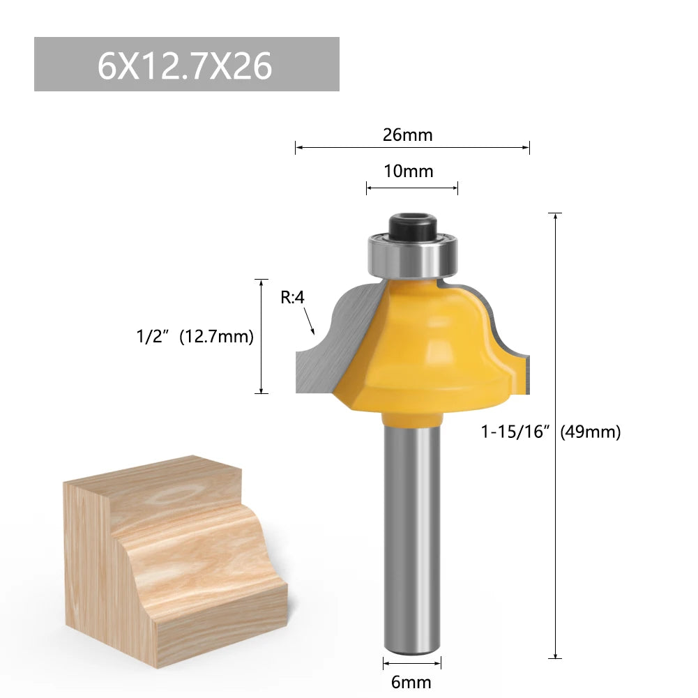 1pc 6mm Shank Router Bit Straight T Bit V Flush Trimming Cleaning Round Corner Cove Box Bits Milling Cutter For Wood MC06010