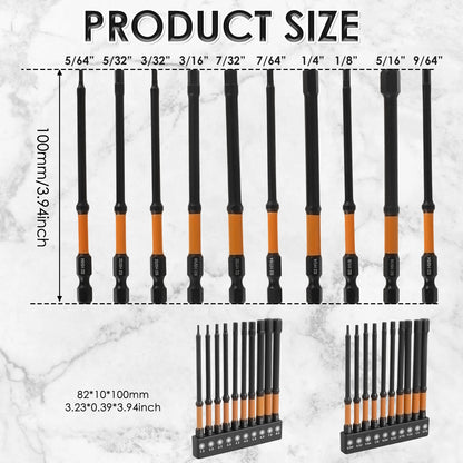 10/20Pcs Impact Hex Bit Set Metric and SAE S2 Alloy Steel Allen Wrench Drill Bit with Magnetic Tips 1/4in Screw Driver Drill Bit
