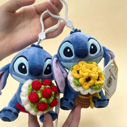 Muñecos de Peluche Clásicos de Anime, Mickey Mouse con Flores de Ganchillo, Llaveros, Pequeños Colgantes, Regalos Perfectos