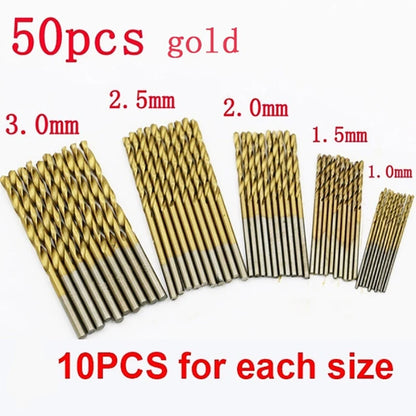 50/100pcs HSS Titanium Coated Twist Drill Bit Set High Speed Steel Metal Drill Bits For Cast Iron Wood High Quality Power Tools