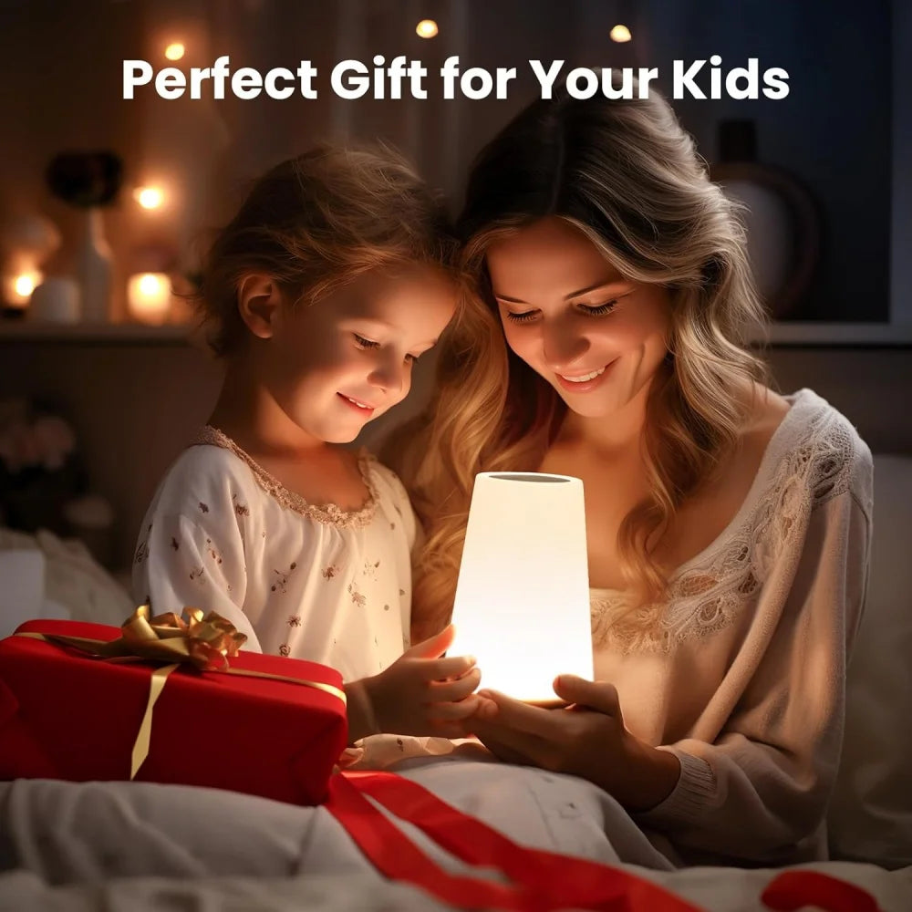 USB Rechargeable Dimmable Touch Lamp, Portable Table Bedside Night Light for Bedroom, 13 RGB Colors Night Lights for Baby and Kids