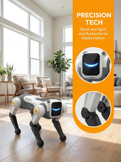 Perro Robot Mágico con IA, Control por Voz a través de Control Remoto de 2.4GHz, Programación Inteligente, Luces en los Ojos, para Niños y Entusiastas de la Tecnología