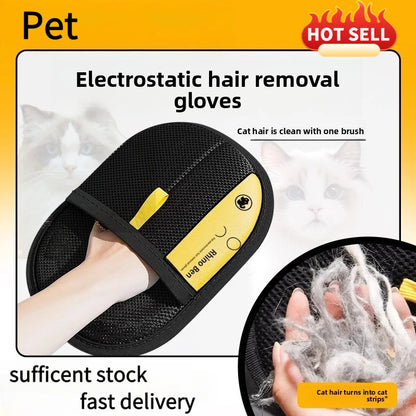 Pet Hair Removal Kit: Sticky Roller, Static Brush & Grooming Gloves - For Cat and Dog Fur on Furniture, Car, and Clothing