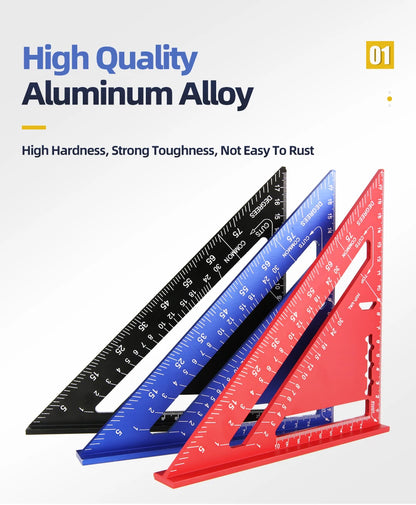Triangle Ruler 7Inch Measurement Tool Aluminium Alloy Carpenter Set Square Angle Woodworking Tools Try Square Triangular Metric