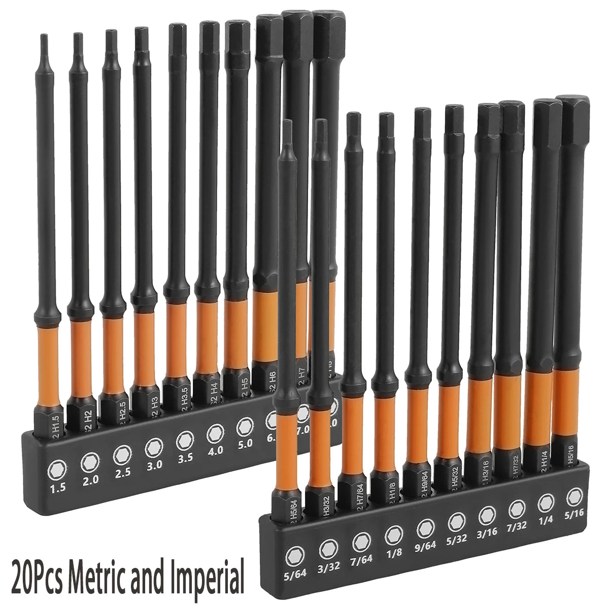 10/20PCS Hex Head Allen Wrench Bit Set Magnetic Screwdriver Drill Bit Metric and Imperial （SAE ）quick Release 1/4in Hex Shank