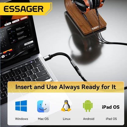 Essager Lighting to 3.5mm Jack Audio Adapter Headphone Aux Cable USB Type C to 3.5 Adapter OTG Type C For iPhone Xiaomi OnePlus