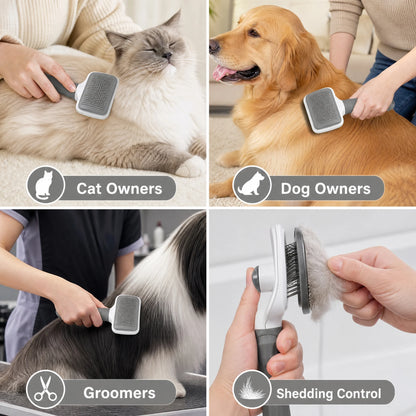 Universal Pet Detangling Brush, Massages Out Knots & Mats. 19cm, for Long/Short Hair, Soothing