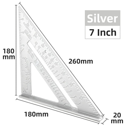 Triangle Ruler 7Inch Measurement Tool Aluminium Alloy Carpenter Set Square Angle Woodworking Tools Try Square Triangular Metric
