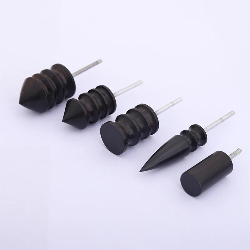 Black Ebony Wood Leather Burnisher Polished Rods, Leather Craft Edge Slicker Tool, Electric Polished Tip Head DIY Rotary Sets