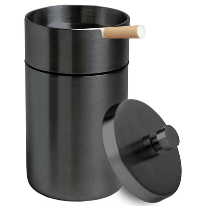 Portable Car Ashtray with Lid Stainless Steel Smokelss Ash Tray Detachable Windproof Ashtray for Auto Outdoor Mini Car Trash Can
