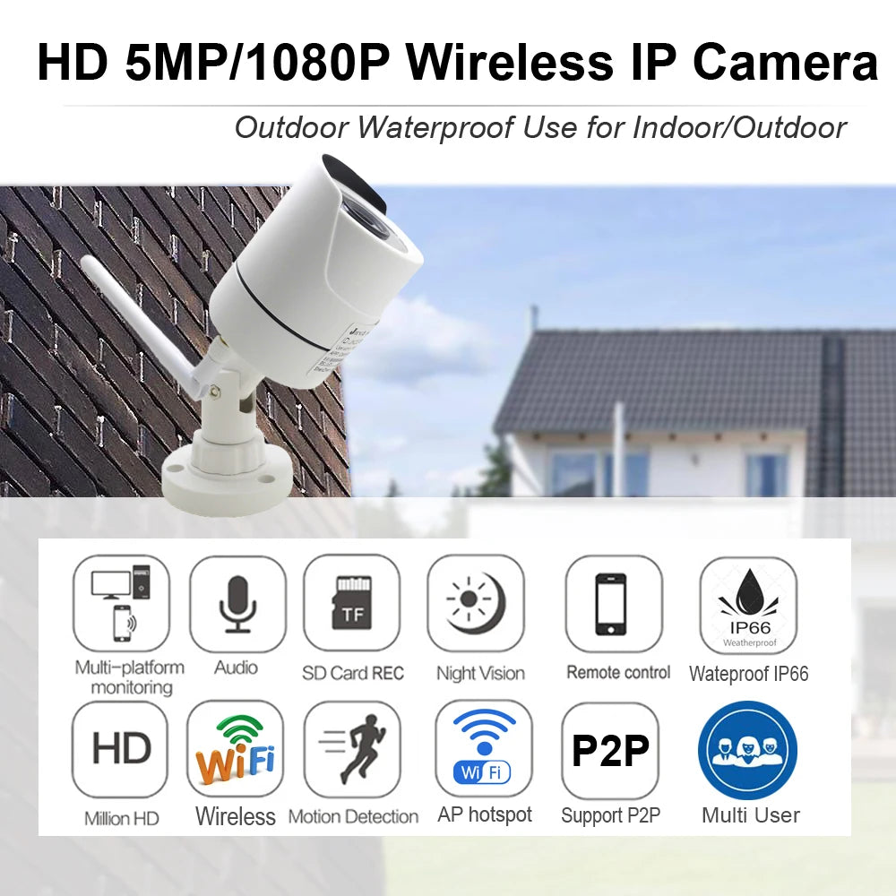 JIENUO-cámara IP inalámbrica de seguridad para exteriores, videocámara de 5MP, Audio HD, Cctv, impermeable, 1080P, visión nocturna, vigilancia Onvif, Wifi, cámara para el hogar, RTSP