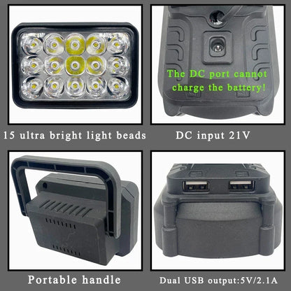 Luz de trabajo LED de 3 pulgadas para batería Makita de 18V/21V BL1830, foco para exteriores, lámpara de emergencia, accesorios para herramientas eléctricas