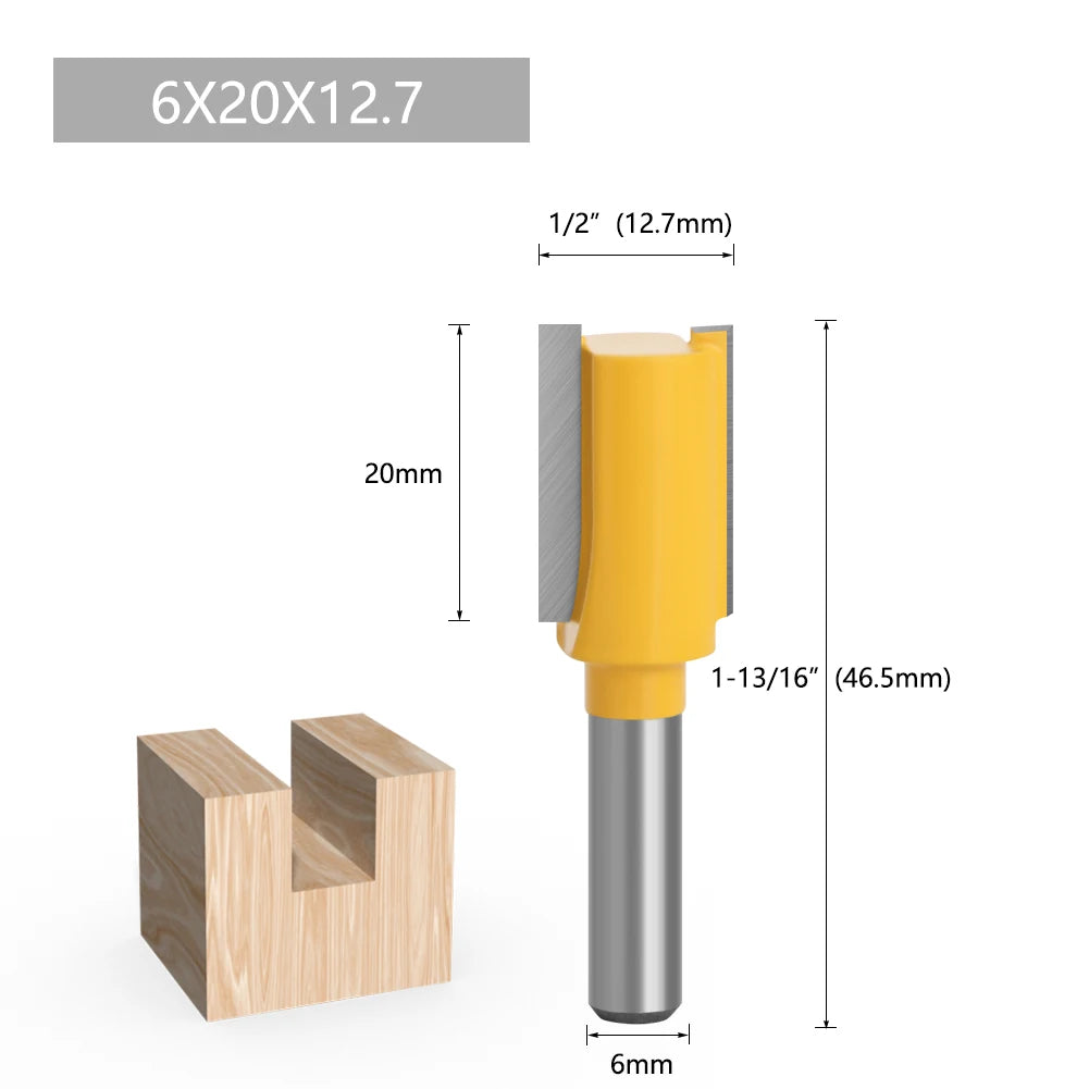 1pc 6mm Shank Router Bit Straight T Bit V Flush Trimming Cleaning Round Corner Cove Box Bits Milling Cutter For Wood MC06010