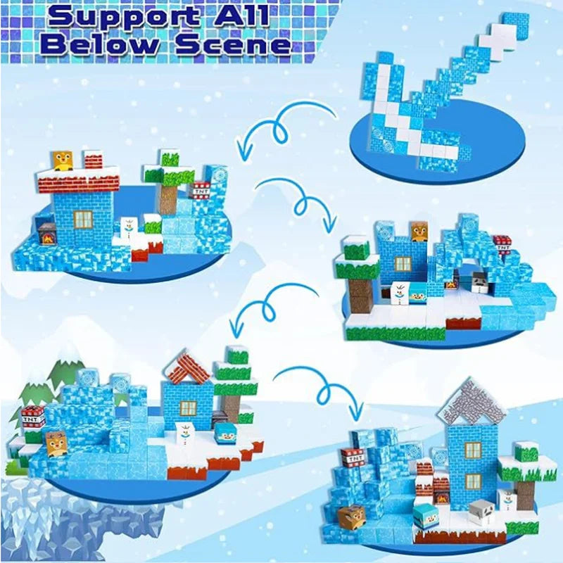 Juego de Bloques de Construcción Magnéticos Montessori STEM, Juguetes Educativos Sensoriales, Mundo de Mario, Niños y Niñas, Cubo Magnético DIY, Regalo