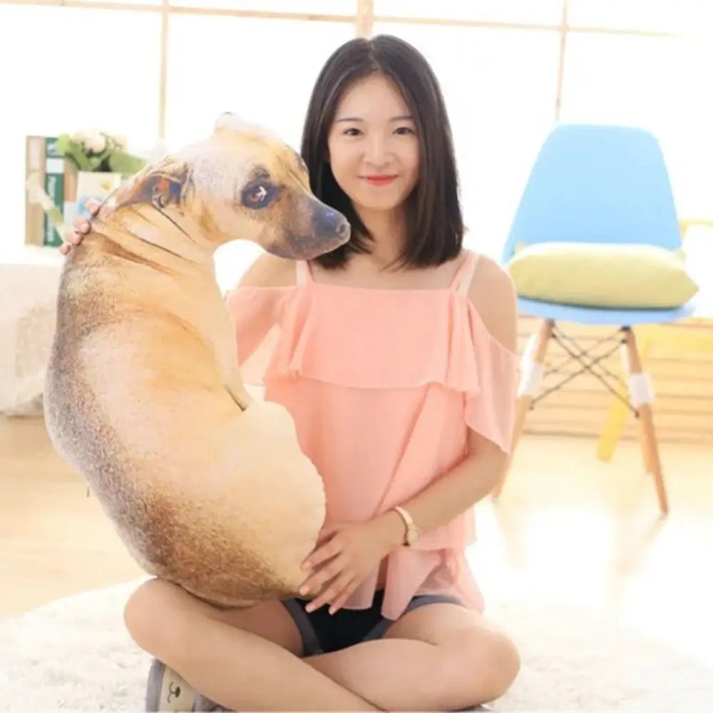 Soft Lifelike Animal Throw Pillow Hound Plush Creative Cushion 3D Dog Pillow Office