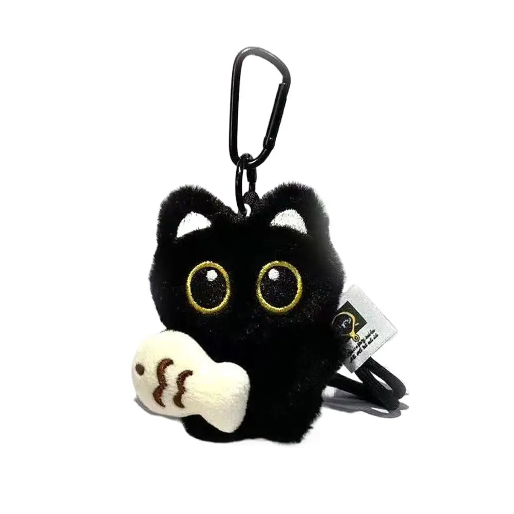 Lindo Llavero de Gato Negro de Peluche, Colgante de Dibujos Animados, Llavero Decorativo, Accesorio para Mochila, Regalo