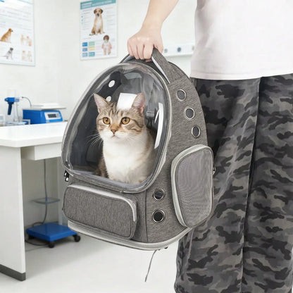 Mochila transparente de gran capacidad para mascotas - Diseño portátil de doble hombro, ideal para viajar y aventuras al aire libre con gatos y perros pequeños