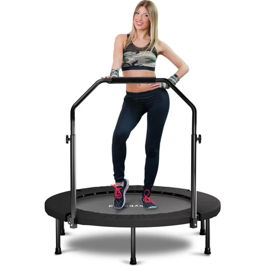 Trampolín reboteador para adultos - Mini trampolín plegable de 40" con mango de barra en U ajustable, carga máxima de 350 libras, S