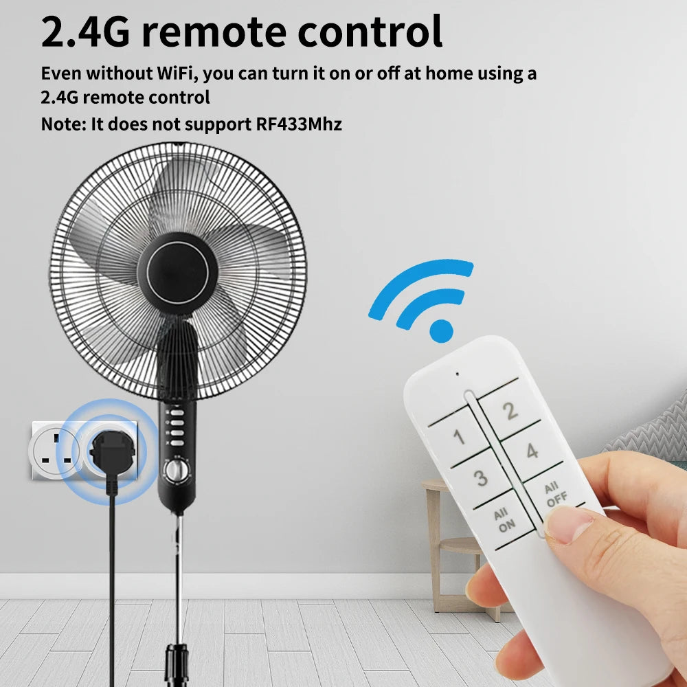 Enchufe inteligente WiFi con enchufe del Reino Unido, enchufe con control remoto inalámbrico, control por aplicación eWeLink, temporizador y cuenta regresiva, funciona con Alexa y Google Home.