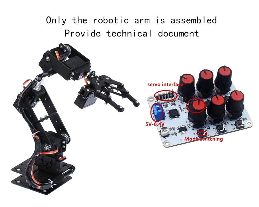 Kit de Brazo Robótico de 6 Grados de Libertad, Kit de Brazo Robótico Programable DIY para Arduino Raspberry Pi Robot para UNO/ESP32, Código Abierto y Tutorial