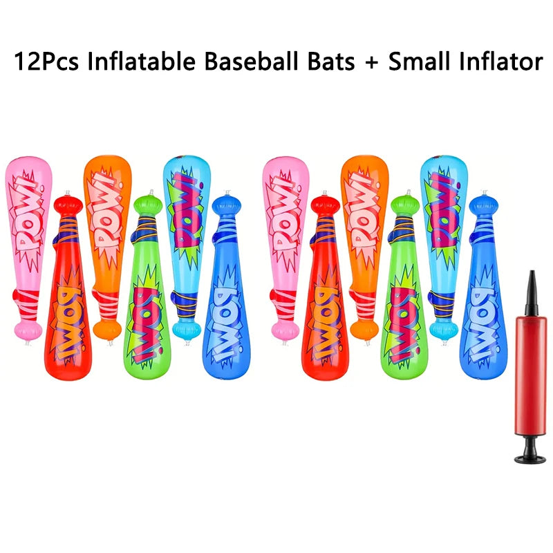 6/12 Uds. De murciélagos de béisbol inflables Pow, murciélagos de juguete inflables de 17 pulgadas para niños, decoración de fiesta de béisbol, recuerdo de juguetes de playa y piscina