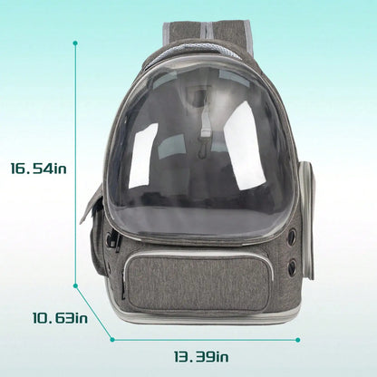 Mochila transparente de gran capacidad para mascotas - Diseño portátil de doble hombro, ideal para viajar y aventuras al aire libre con gatos y perros pequeños